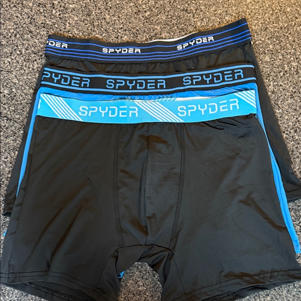 Spyder Men's Black and Blue Boxer Briefs Trio. Brand New